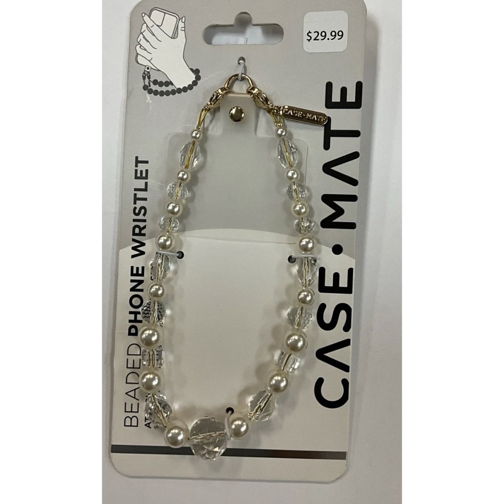 Case-Mate Crystal Pearl Phone Wristlet Universal Charm Strap -Silver - Picture 2 of 3